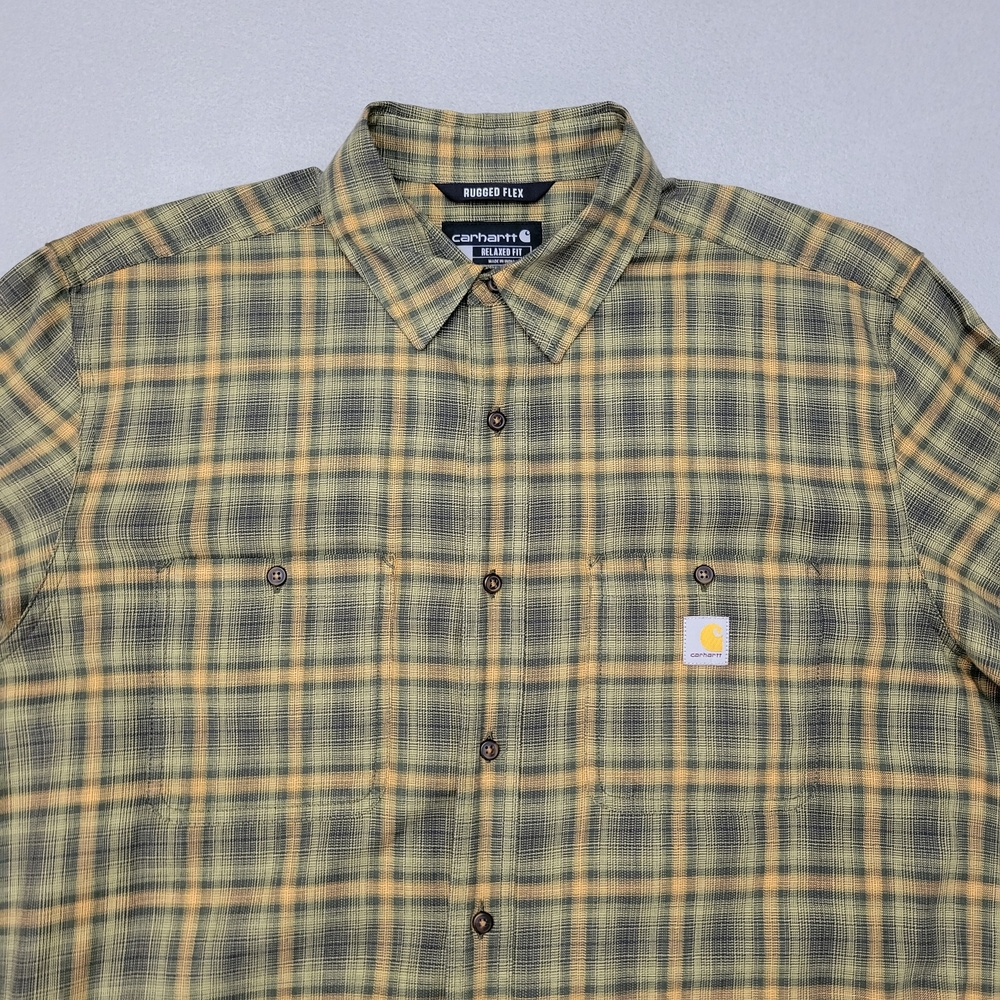 Carhartt Rugged Flex Green Plaid Work Shirt